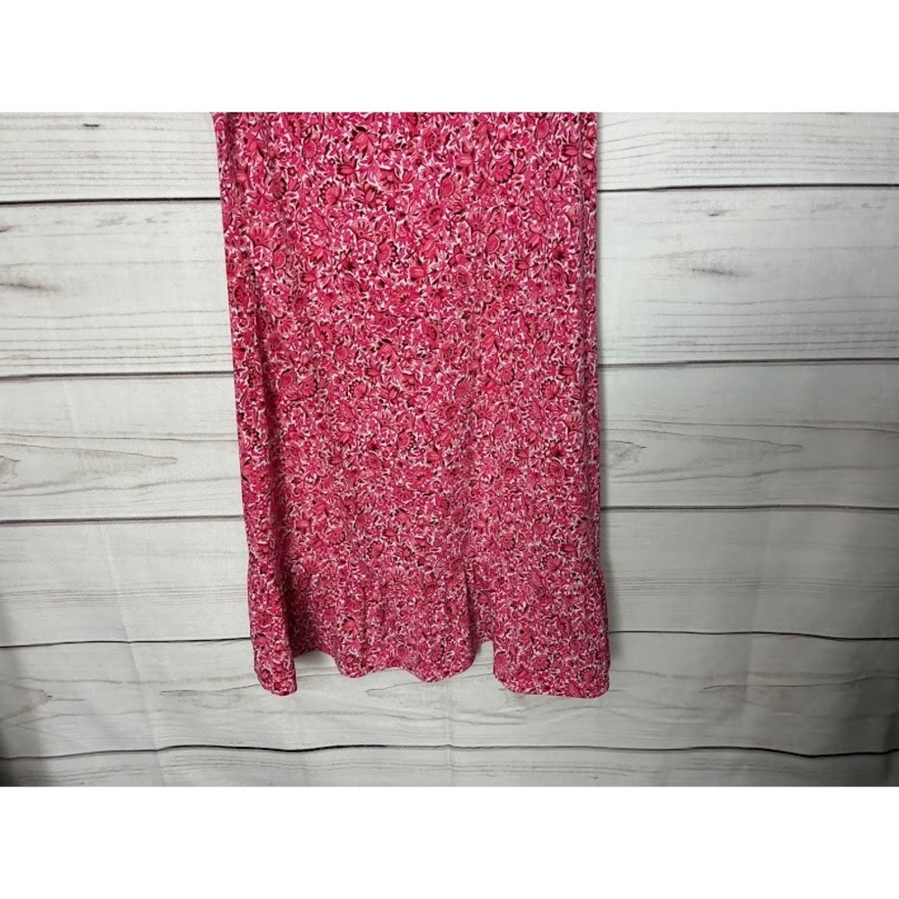 Michael Kors Pink Floral Sleeveless Ruffle Hem Shift Dress Medium - Picture 8 of 9